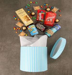 Blue Hat Box of Gourmet Goodies