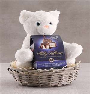 Cat Teddy With Chocolate Basket