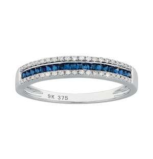 9KT Diamond and Sapphire Channel Eternity Ring