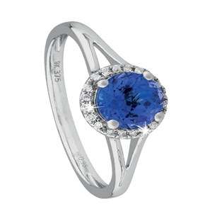 9KT White Gold Round 0.85ct Round Tanzanite Ring