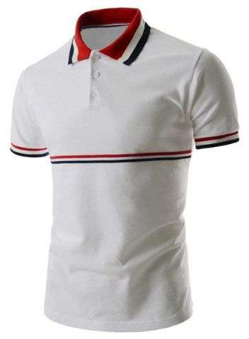Stripe Trim Polo T Shirt