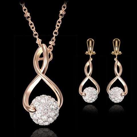 A Suit of Delicate Rhinestoned Ball Shape Hollow Out Eight Necklace and Earrings For Women