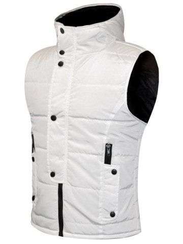 Snap Button Design Zip Up Hooded Padded Waistcoat