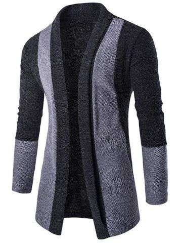 Color Block Shawl Collar Cardigan - Large