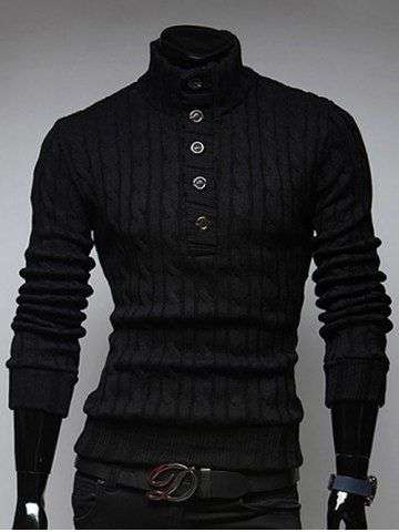 Half Button Up Twist Sweater - Large