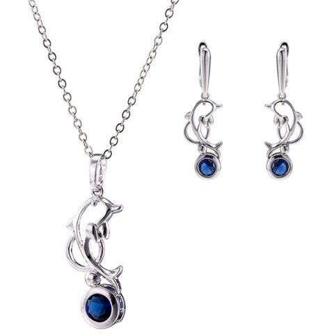 Dolphin Zircon Necklace Set