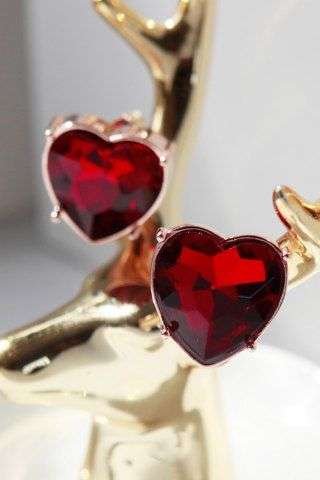 Ruby Heart Earrings