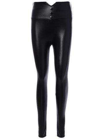 PU Leather High Waist Leggings - Medium