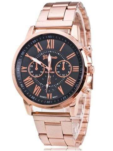 Alloy Band Roman Numeral Quartz Watch