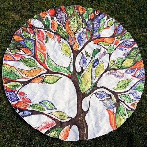 Colorful Life Tree Round Beach Throw