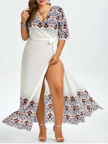 Chiffon Floral Floor Length Plus Size Dress