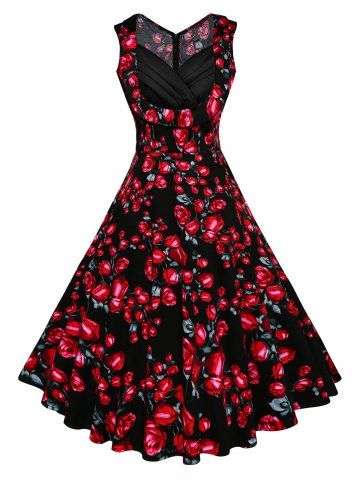 Floral Print Vintage Flare Dress