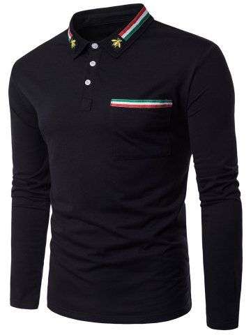 Polo Collar Long Sleeve T shirt - Medium