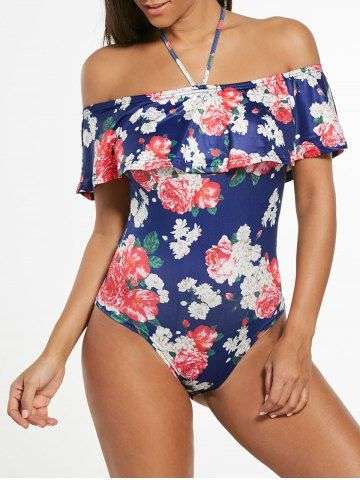 Halter Flounce One Piece Off Shoulder Swimwear