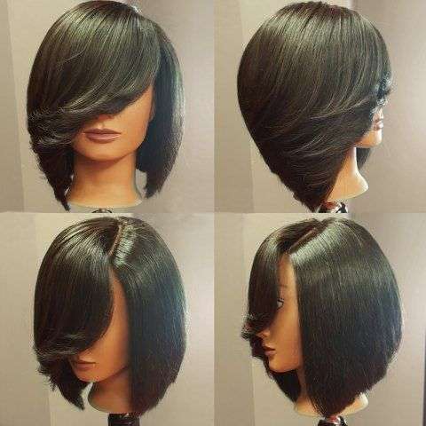 Short Deep Side Upward Part Straight Inverted Bob Synthetic Wig