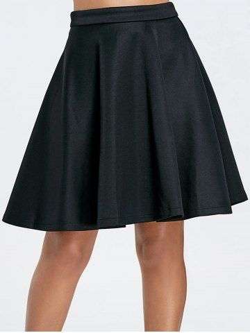 Solid Color Flare Skirt For Women