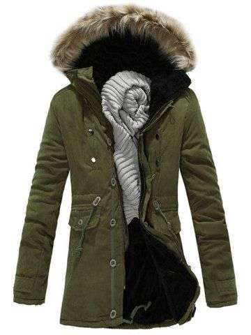 Zip Up Faux Fur Hood Parka Jacket