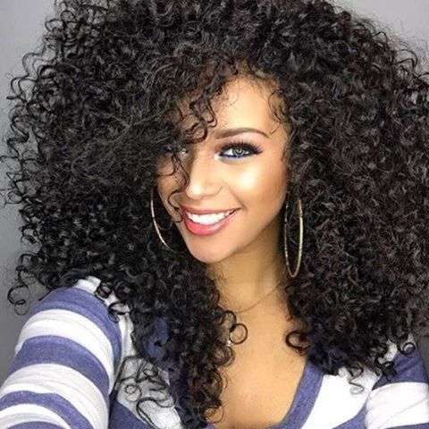 Long Side Bang Shaggy Afro Curly Synthetic Wig