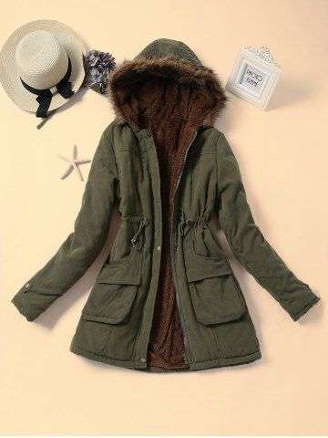 Faux Fur Collar Parka Coat