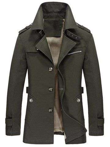 Notched Collar Epaulet Design Casual Coat