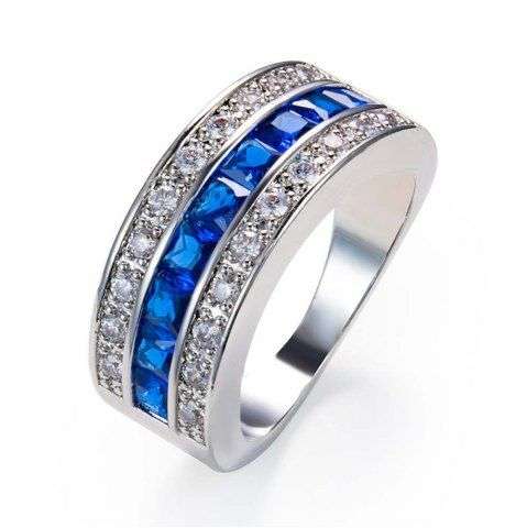 Brand Jewelry 925 Sterling Silver Natural Gemstone White Sapphire Birthstone Bride Engagement Weddin