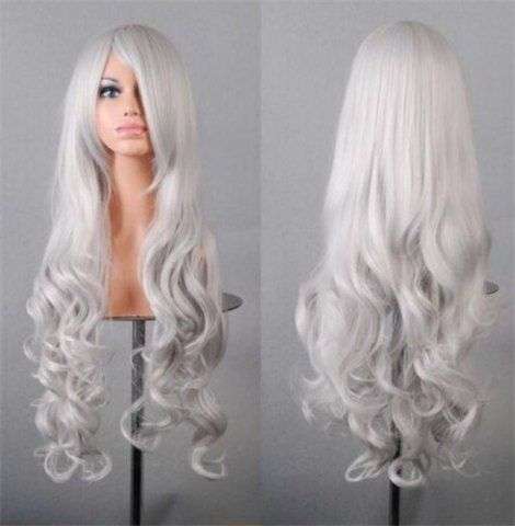 Harajuku Long Side Bang Fluffy Wavy Synthetic Cosplay Wig