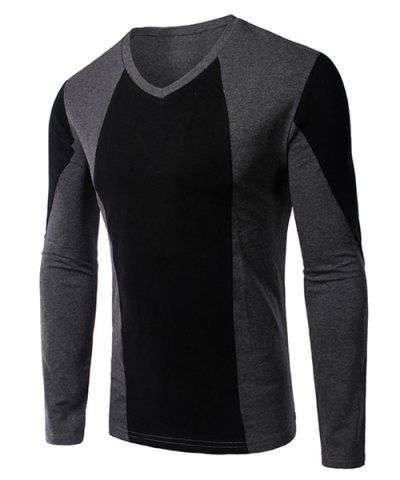 V Neck Long Sleeve T Shirt - Medium