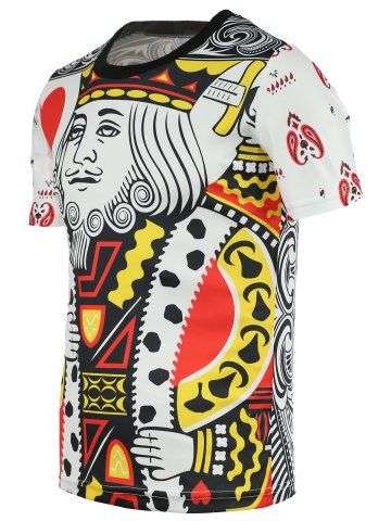Poker King Print Round Neck Short Sleeve Tee For Men