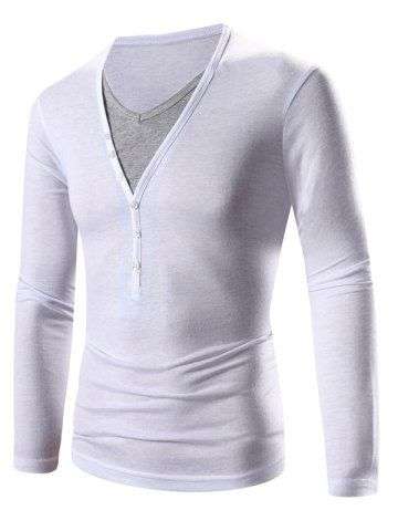 V Neck Long Sleeve T Shirt - Medium