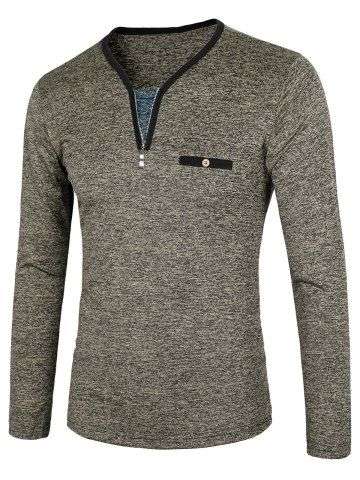 V Neck Long Sleeve T Shirt - Medium