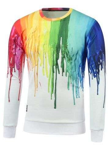 Colorful Paint Dripping Print Sweatshirt - XLarge