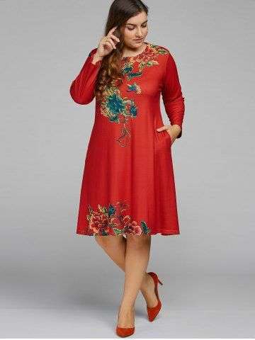 Plus Size Vintage Floral A Line Dress