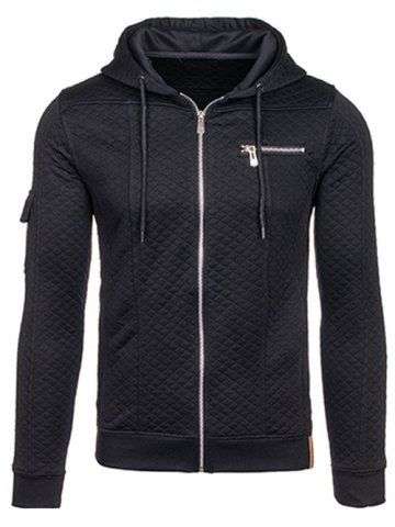 Zippered Pocket Quilted Hoodie - Medium