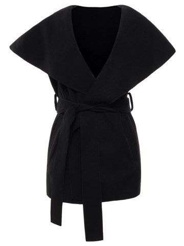 Shawl Collar Belted Wrap Waistcoat