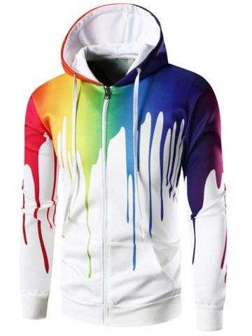 Paint Dripping Print Zip Up Hoodie