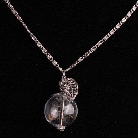Dandelion Leaf Glass Ball Necklace