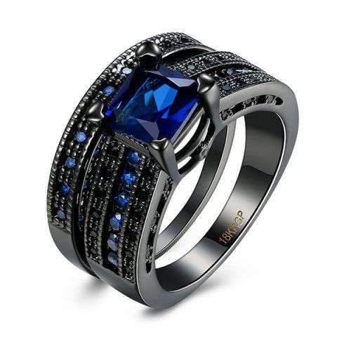 Artificial Sapphire Geometric Rings