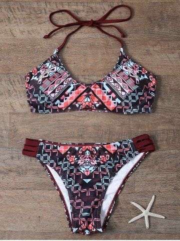 Halter Geometric Bikini Set