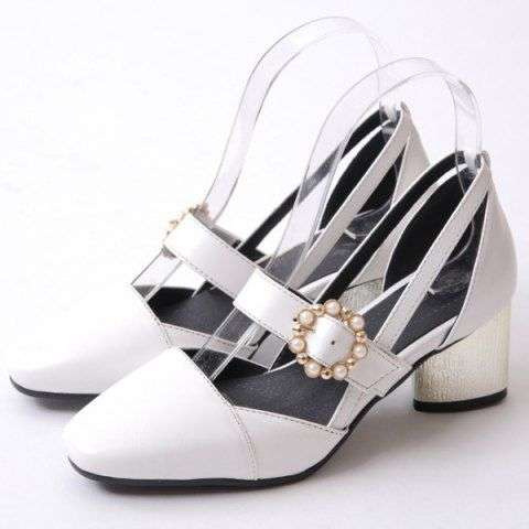 Faux Pearl Square Toe Pumps