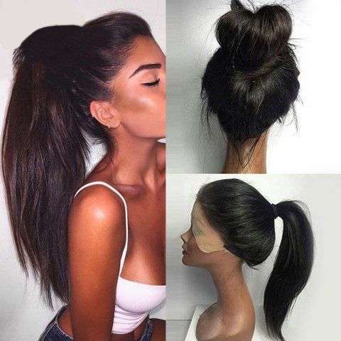 Long Ponytails Straight Lace Front Synthetic Wig