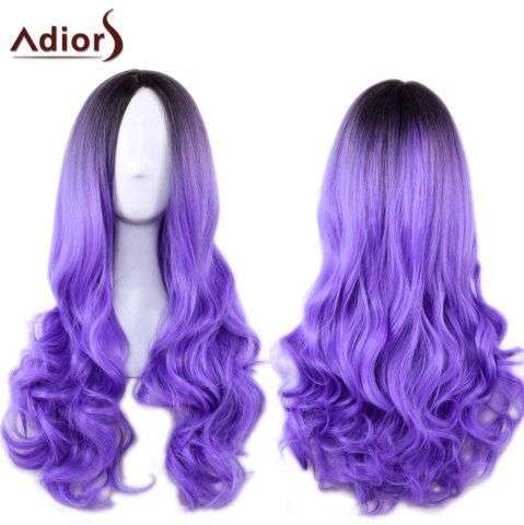 Adiors Long Middle Part Ombre Wavy Synthetic Cosplay Lolita Wig