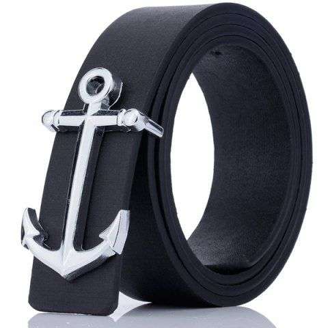 Anchor Shape Plate Buckle Faux Leather Belt