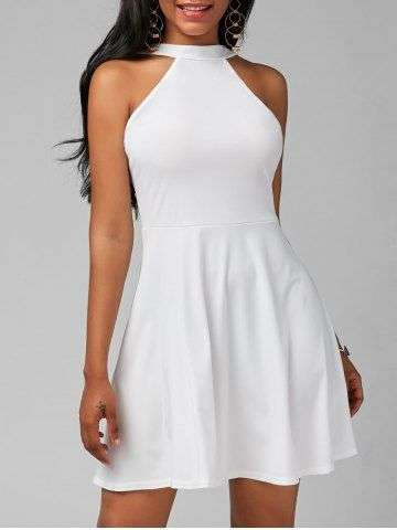High Neck Fit and Flare Mini Cocktail Dress