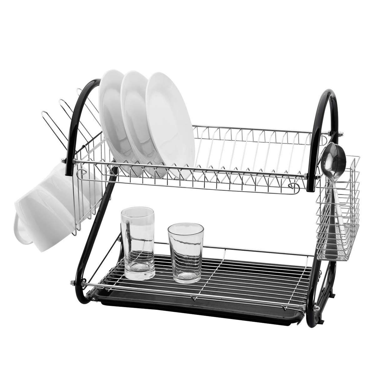 Fine Living Double Layer Dish Rack - Carbon Black