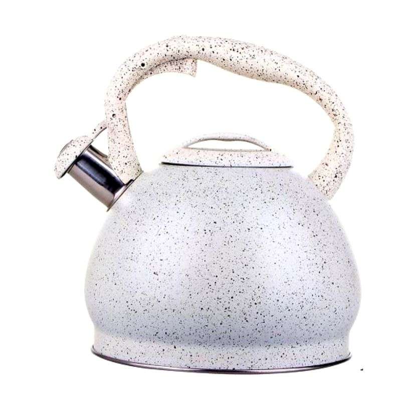 Stove Top Kettle 3 Litre Non-Electric (Induction) with Whistle-Cream Marble Finish