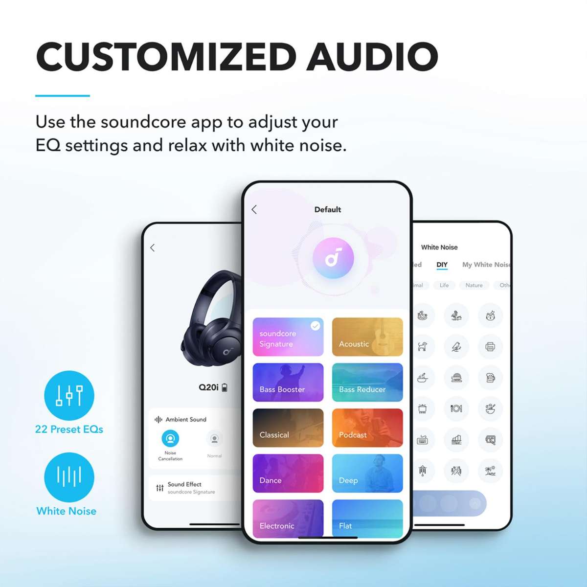 Soundcore Q20i Wireless Bluetooth ANC Noise Cancelling Headphones - Blue