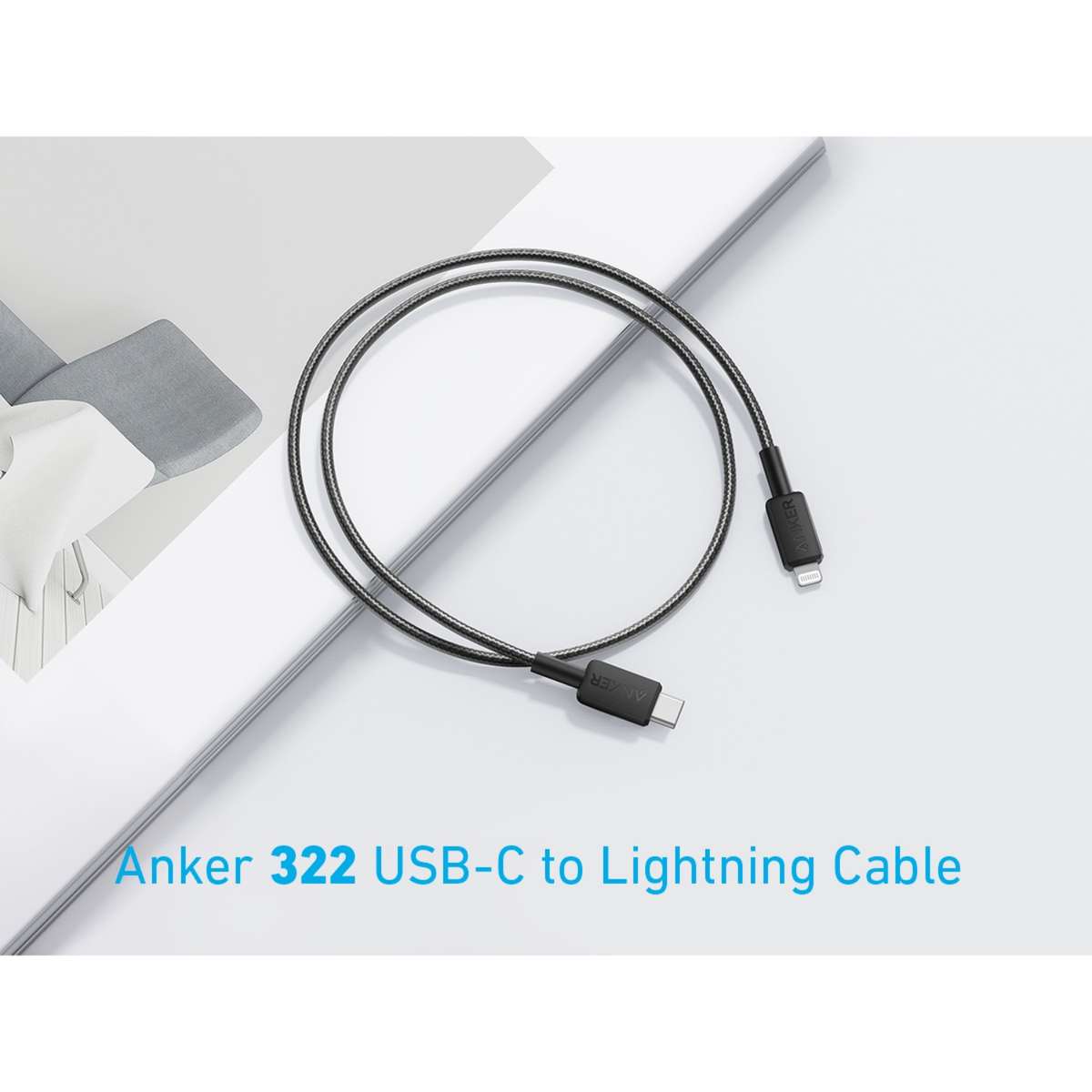 Anker 60W PowerLine Type C To Lightning Cable - 0.9m Black