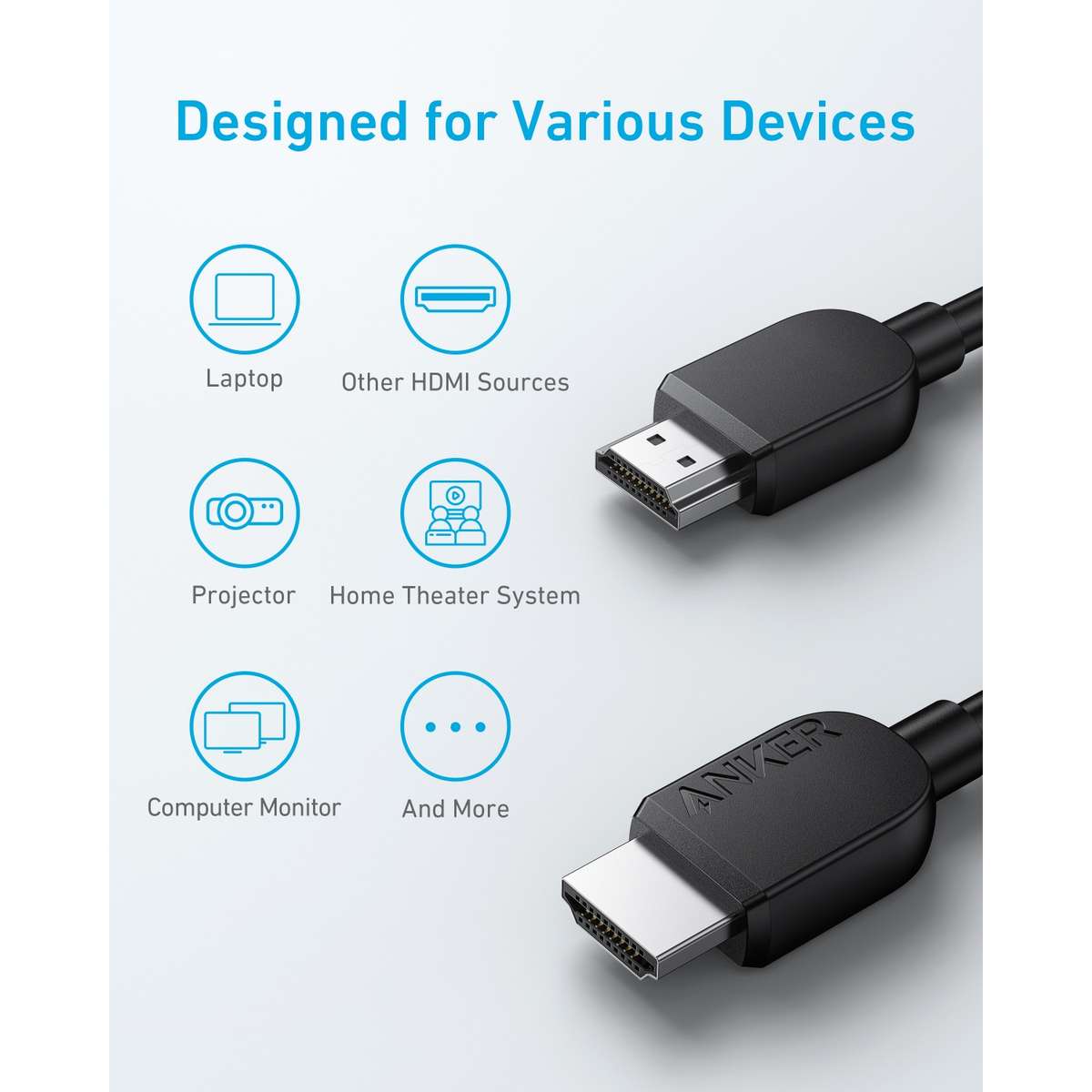 Anker HDMI to HDMI 8K@60Hz Cable - 1.8m Black