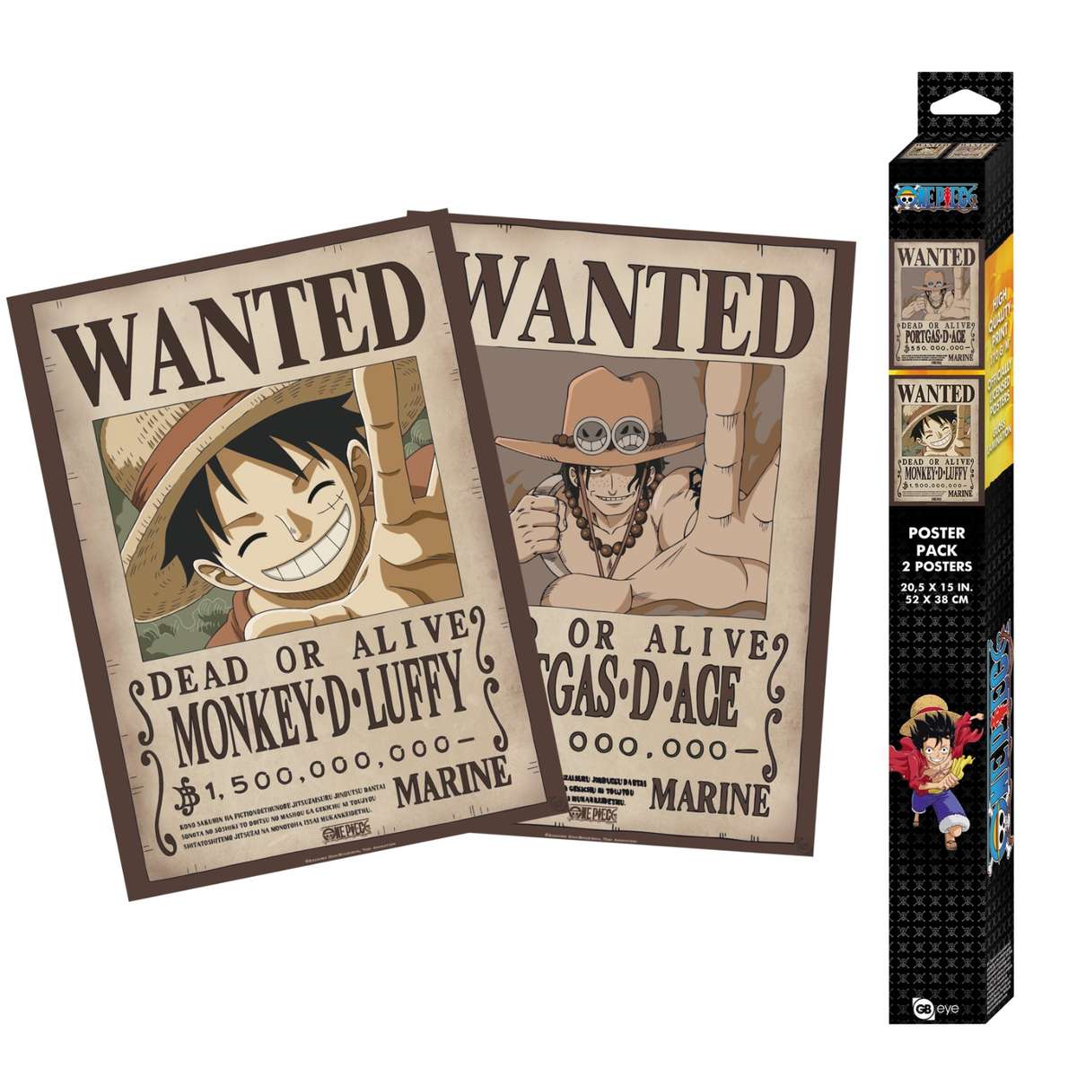 One Piece - Set 2 Chibi Posters - Wanted Luffy & Ace (52x38) - ABYstyle