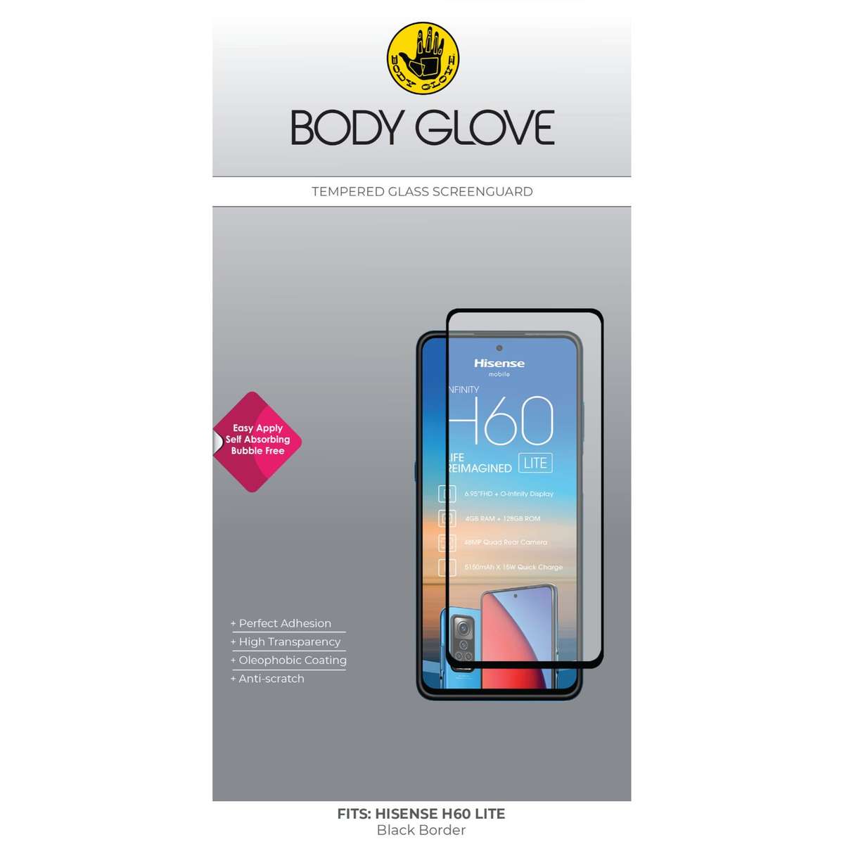 Hisense H60 Lite Body Glove Screen Protector Black Border